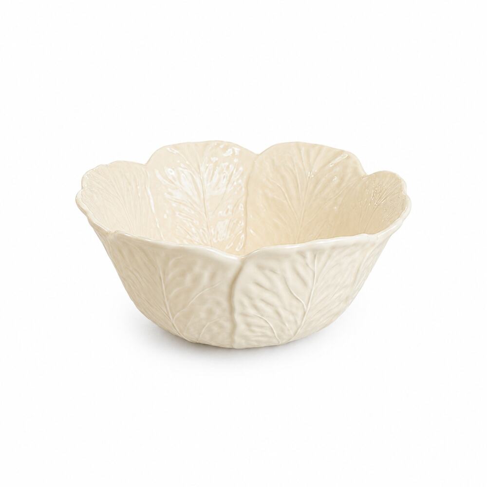 Bordallo Pinheiro Ivory Cabbage Serving Bowl Portugal 11.5" Vintage